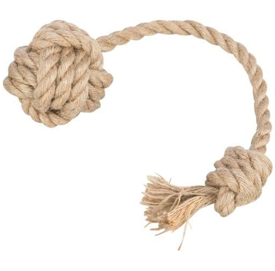 Trixie Spieltau mit Ball für Hunde, Hanf/Baumwolle - ø 5 - 33 cm