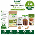 Kennenlernpaket Junior - Trockenfutter, Nassfutter und Hundeleckerli + GRATIS Spielzeug